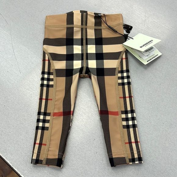 Burberry Kids Checkered Leggings - Beige and Black